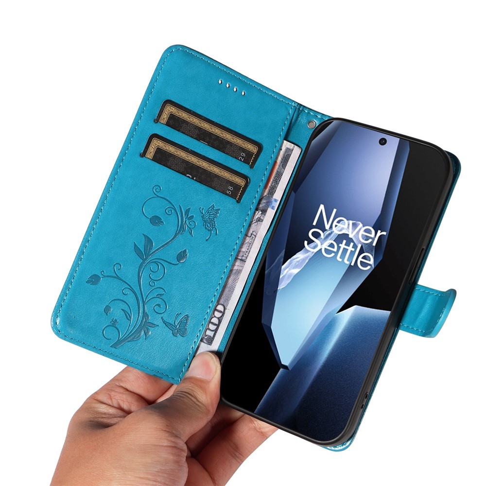 Virágok könyv tok OnePlus 13R 5G - kék