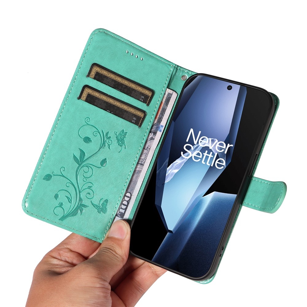 Virágok könyv tok OnePlus 13R 5G - teal - teal