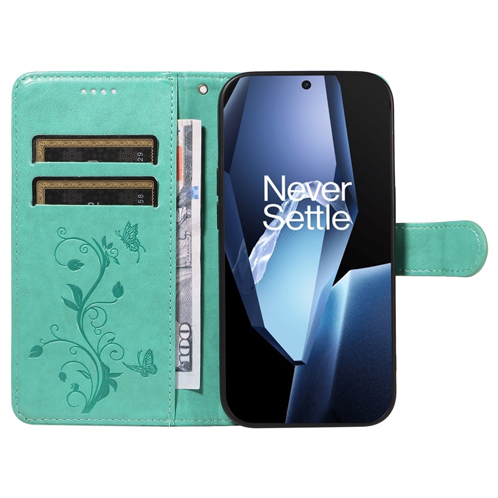 Virágok könyv tok OnePlus 13R 5G - teal - teal