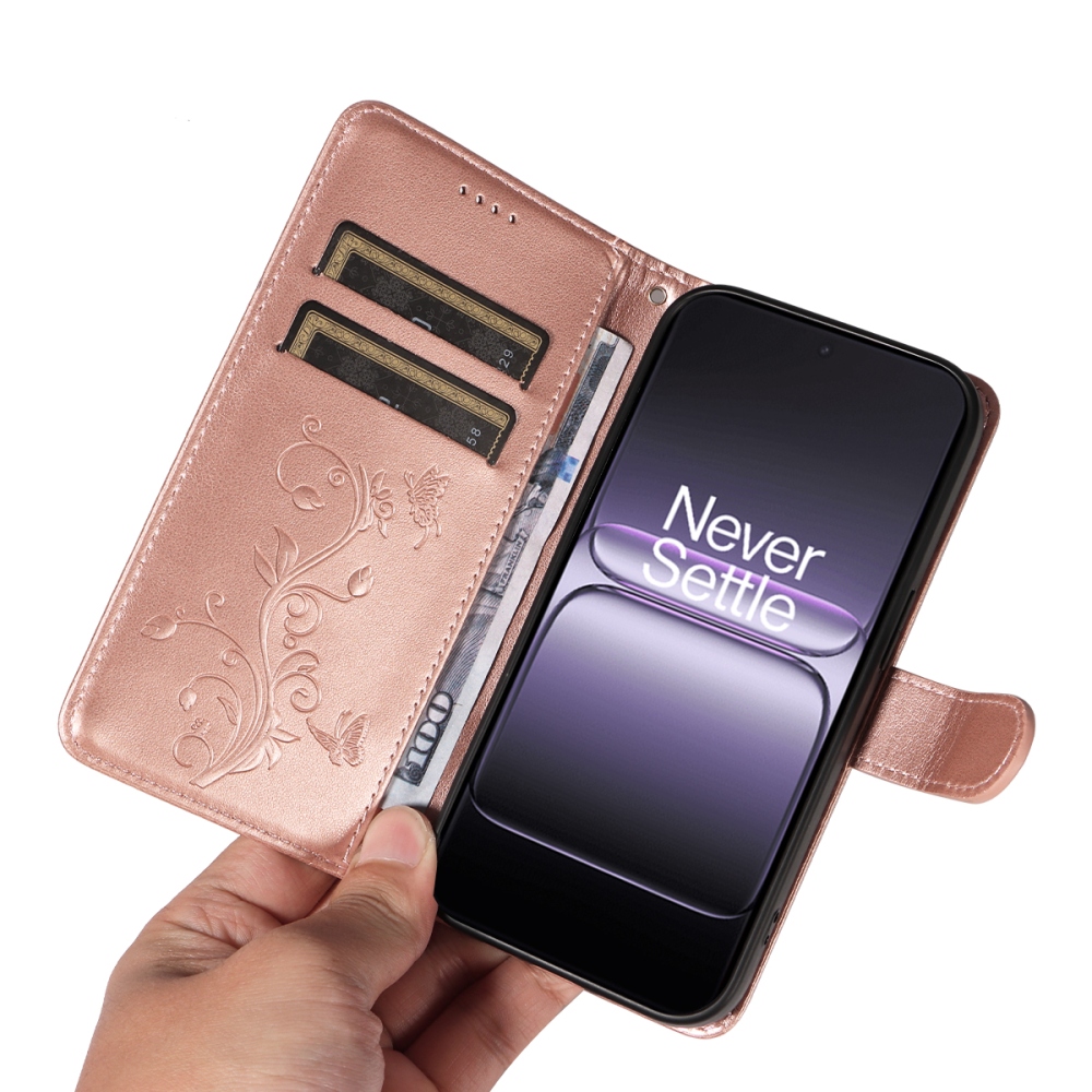 Virágok könyv tok OnePlus Nord 5 5G - rózsa arany