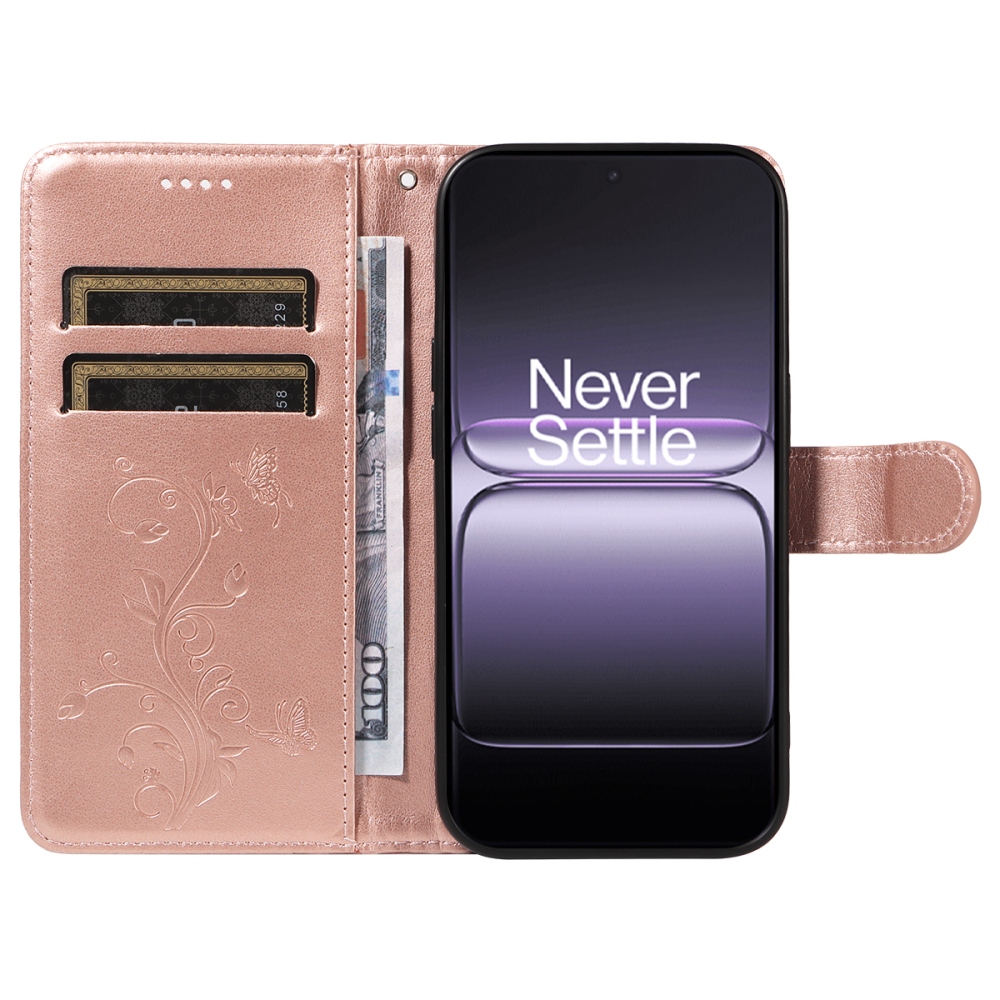 Virágok könyv tok OnePlus Nord 5 5G - rózsa arany