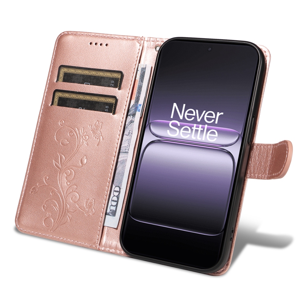 Virágok könyv tok OnePlus Nord 5 5G - rózsa arany
