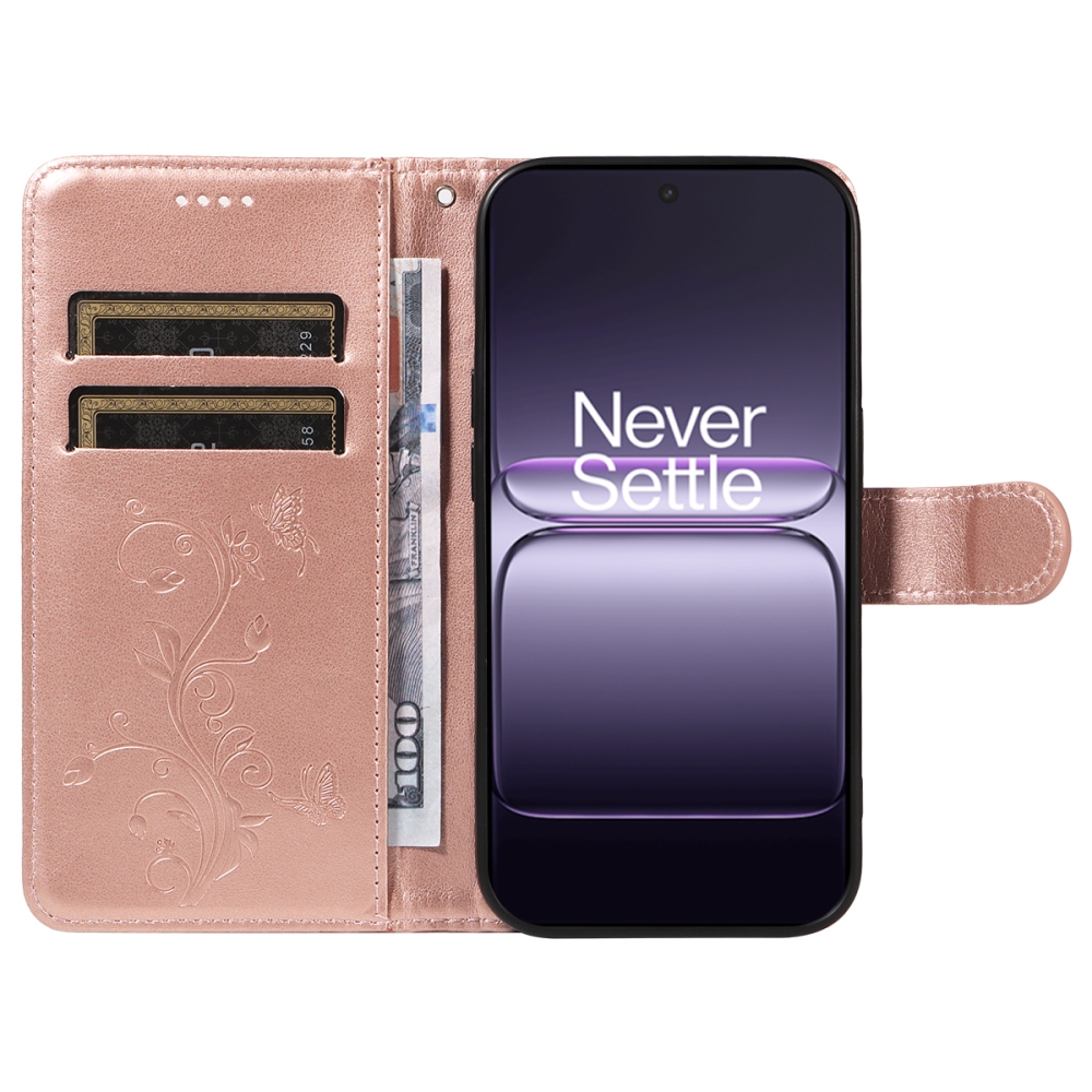 Virágok könyv tok OnePlus Nord CE5 5G - rózsa arany