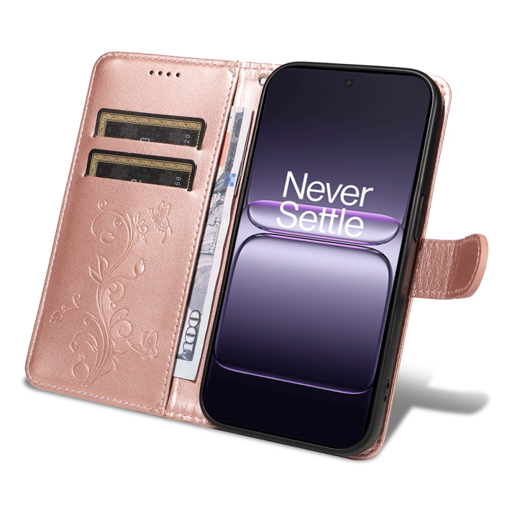 Virágok könyv tok OnePlus Nord CE5 5G - rózsa arany