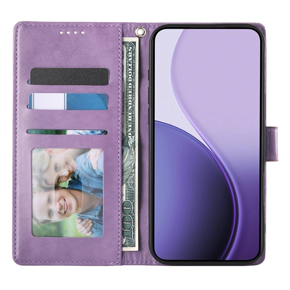 Flowers könyvformájú tok az Oppo Reno 16 FS 5G-hez – lila