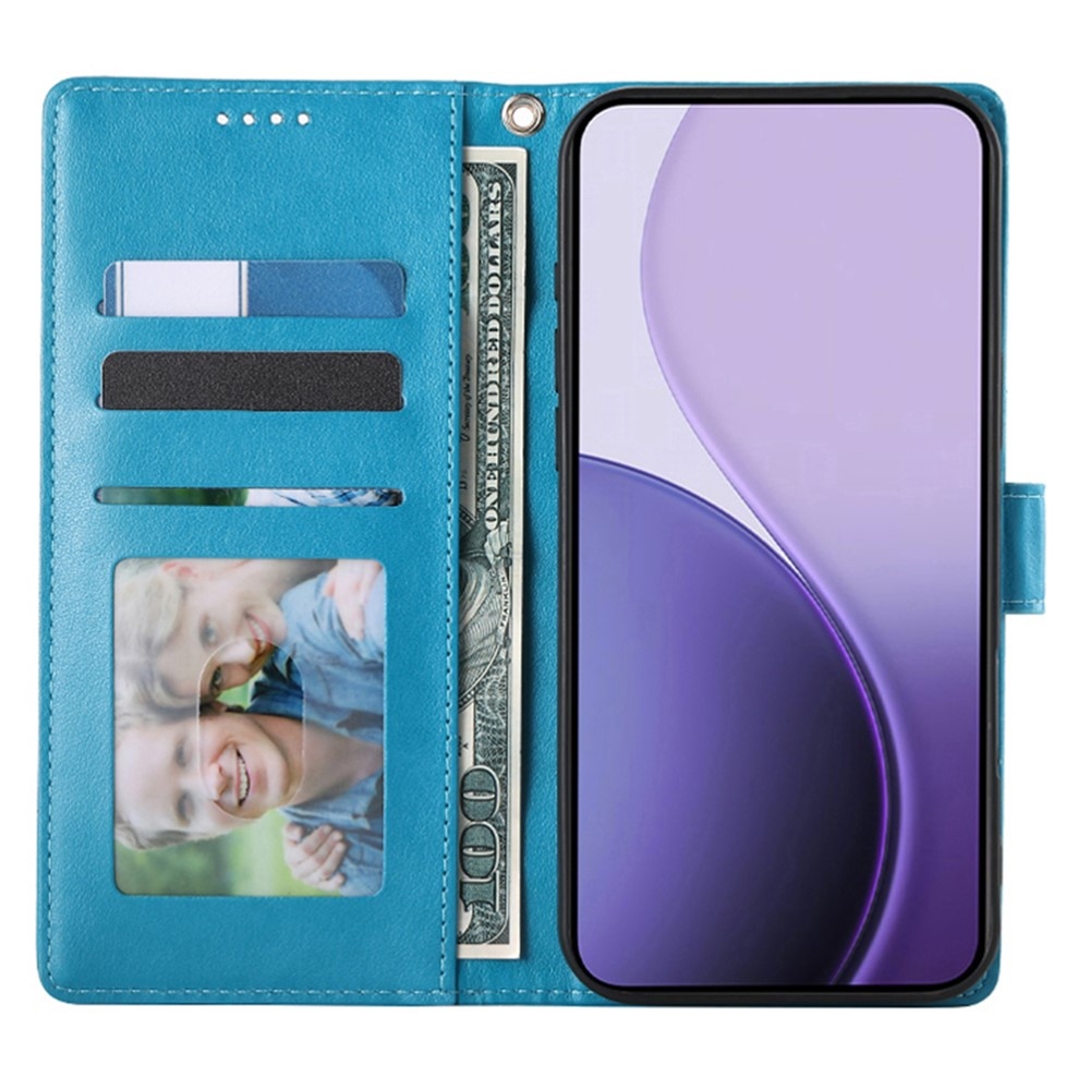 Flowers könyvformájú tok az Oppo Reno 16 FS 5G-hez – kék
