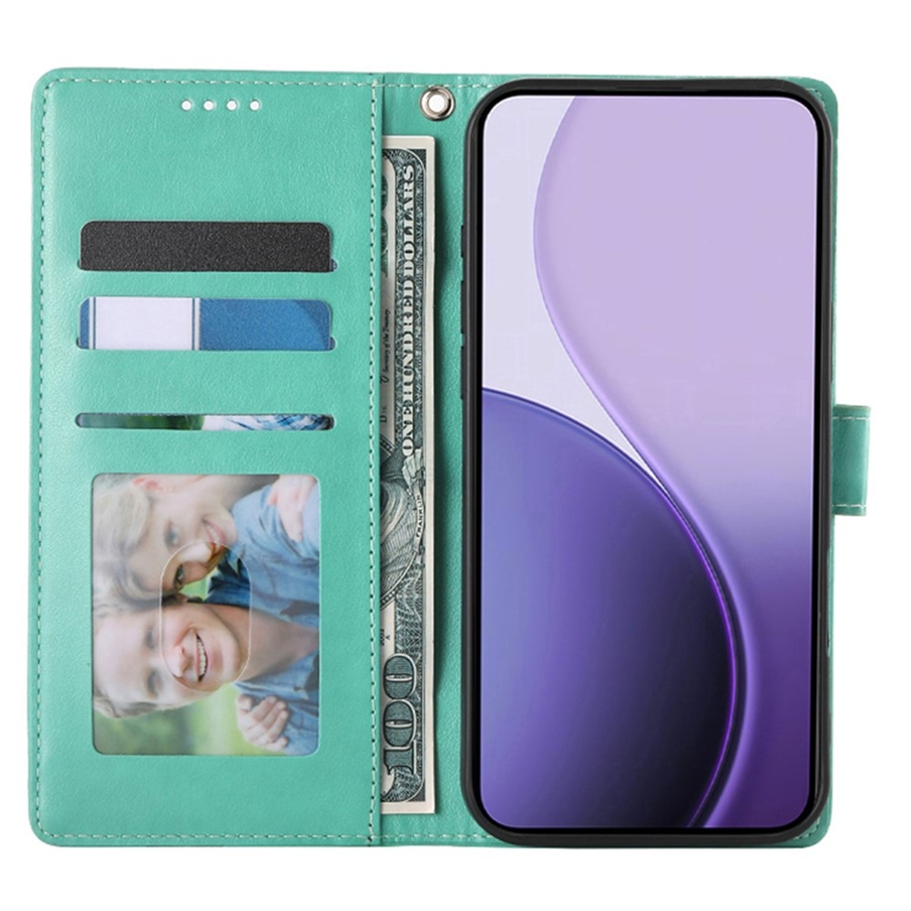 Flowers könyvformájú tok az Oppo Reno 16 FS 5G-hez – kék-zöld