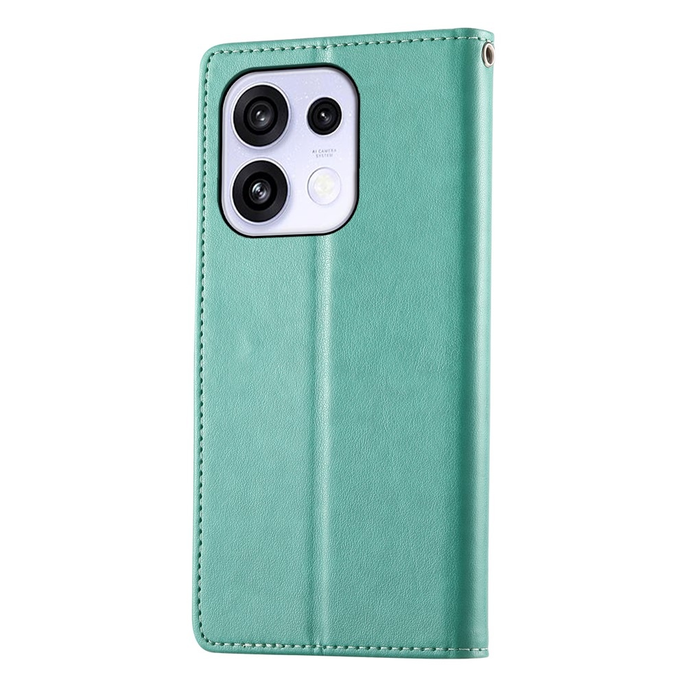 Flowers könyvformájú tok az Oppo Reno 16 FS 5G-hez – kék-zöld