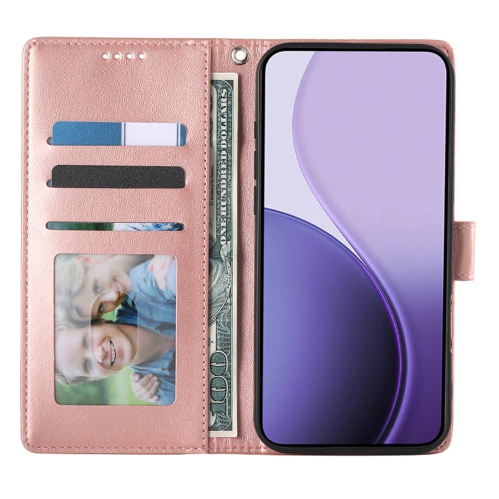 Flowers könyvformájú tok az Oppo Reno 16 FS 5G-hez – rózsaszín-arany
