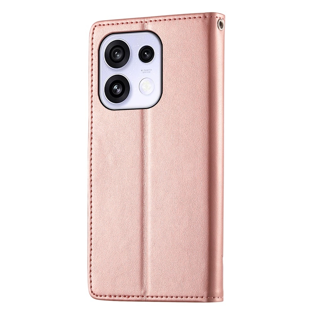Flowers könyvformájú tok az Oppo Reno 16 FS 5G-hez – rózsaszín-arany
