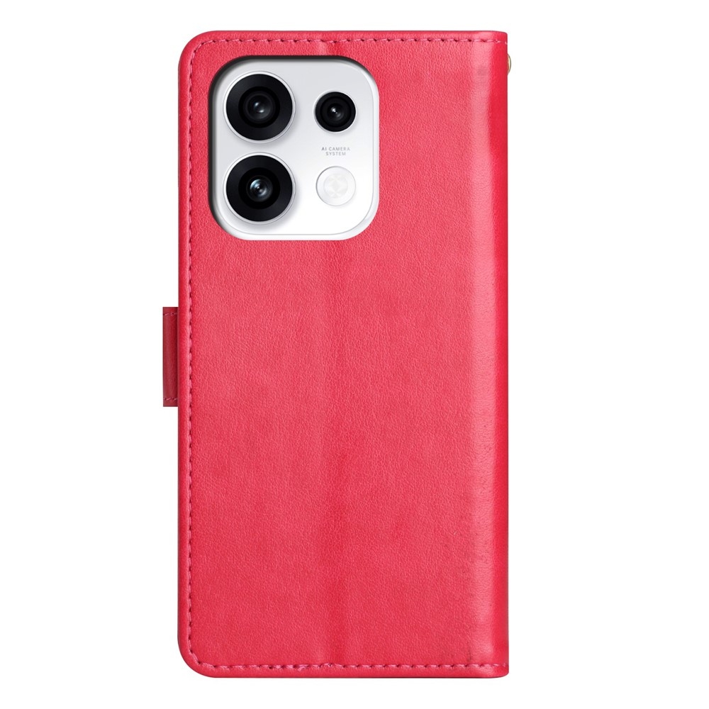 Flowers könyvformájú tok az Oppo Reno 16 Pro 5G-hez – piros