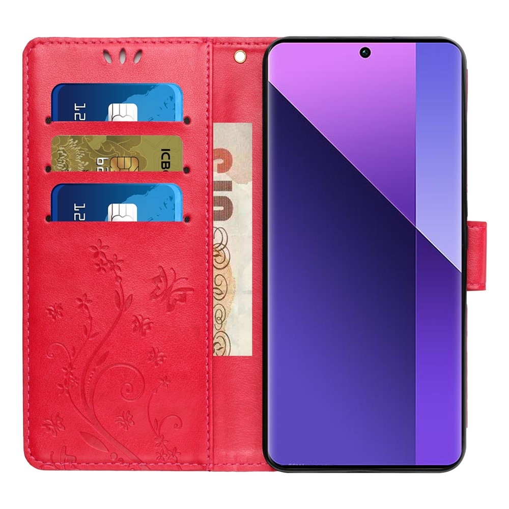 Flowers könyvformájú tok az Oppo Reno 16 Pro 5G-hez – piros