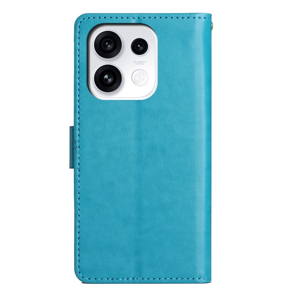 Flowers könyvformájú tok az Oppo Reno 16 Pro 5G-hez – kék