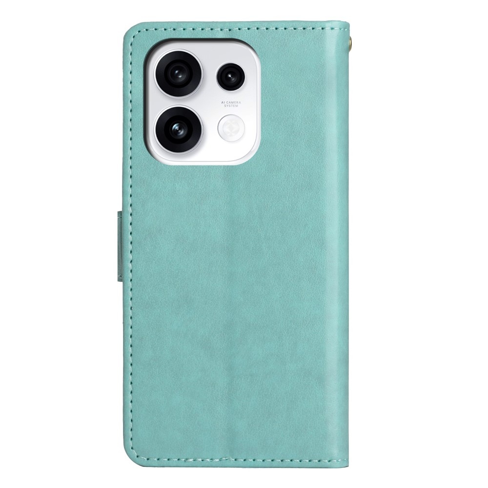 Flowers könyvformájú tok az Oppo Reno 16 Pro 5G-hez – kék-zöld