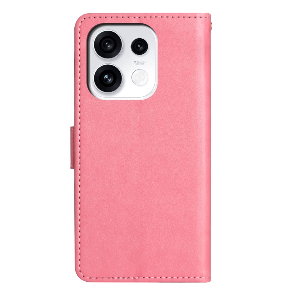 Flowers könyvformájú tok az Oppo Reno 16 Pro 5G-hez – rózsaszín