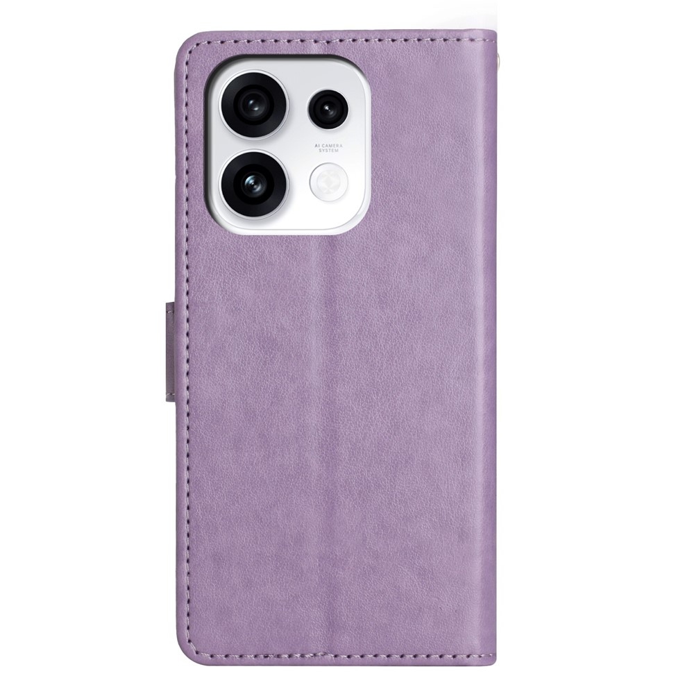 Flowers könyvformájú tok az Oppo Reno 16 Pro 5G-hez – világos lila