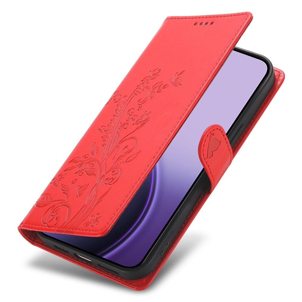 Flowers könyvformájú tok a Realme 16 5G-hez – piros