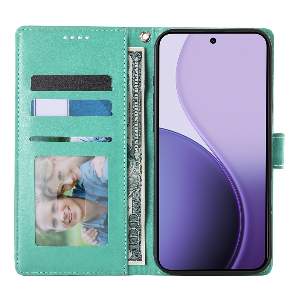 Flowers könyvformájú tok a Realme 16 5G-hez – kék-zöld