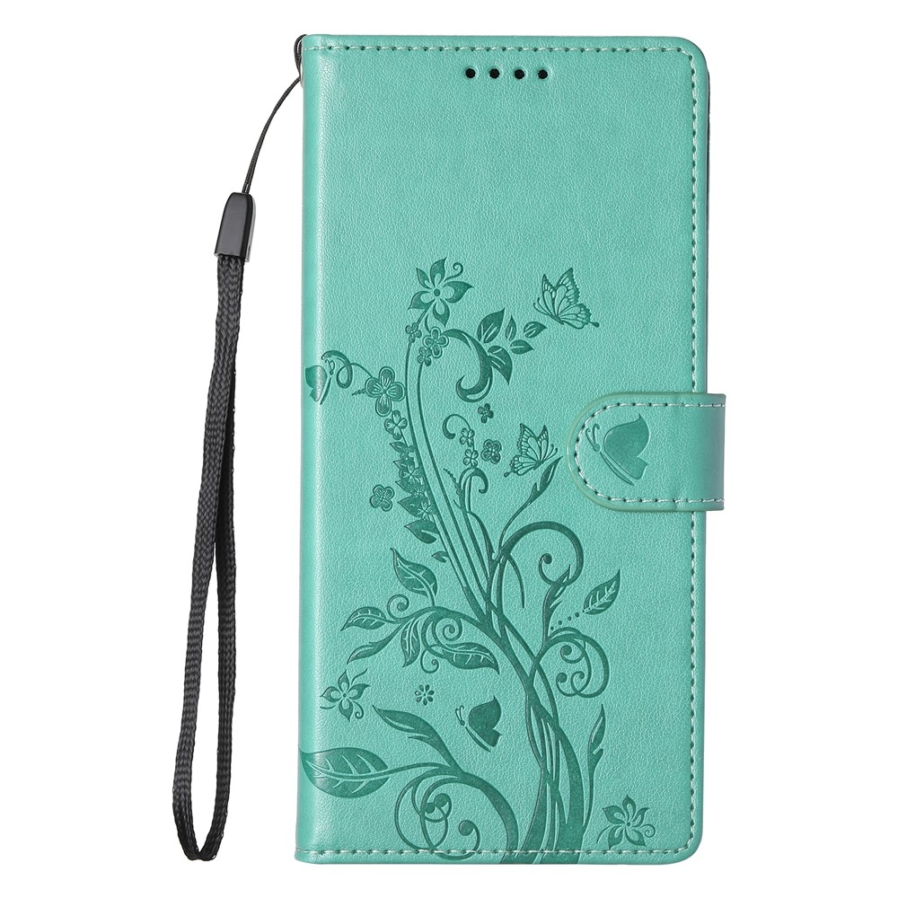 Flowers könyvformájú tok a Realme 16 5G-hez – kék-zöld
