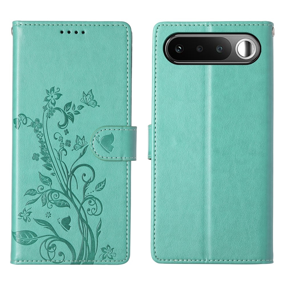 Flowers könyvformájú tok a Realme 16 5G-hez – kék-zöld