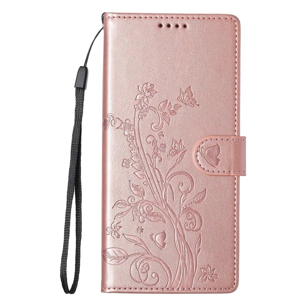 Flowers könyvformájú tok a Realme 16 5G-hez – rózsaszín-arany