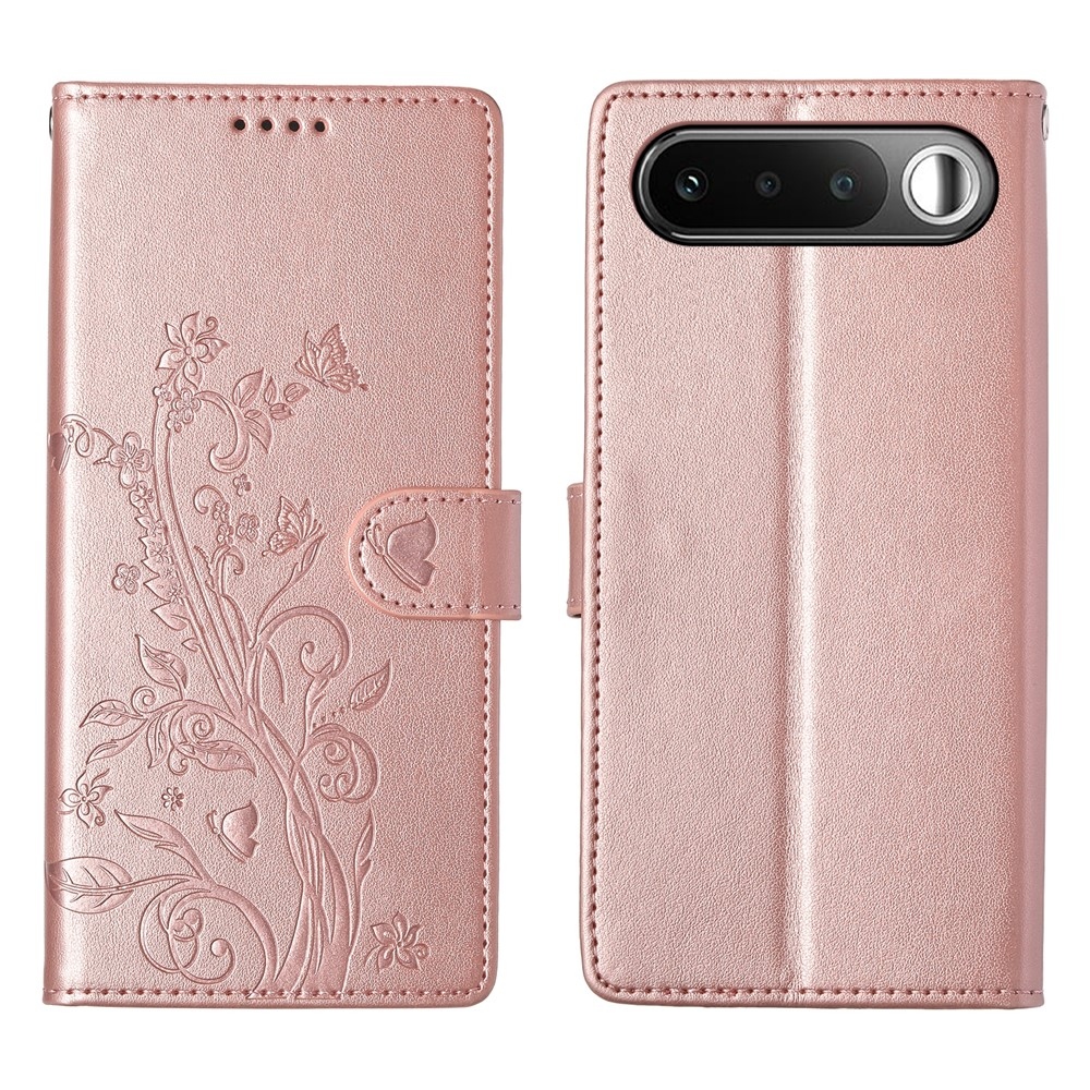 Flowers könyvformájú tok a Realme 16 5G-hez – rózsaszín-arany
