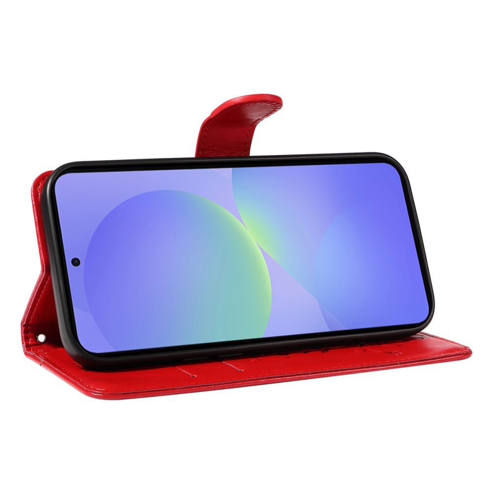 Virágok könyv tok Samsung Galaxy A37 5G - piros