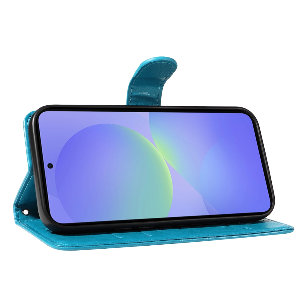 Virágok könyv tok Samsung Galaxy A37 5G - kék