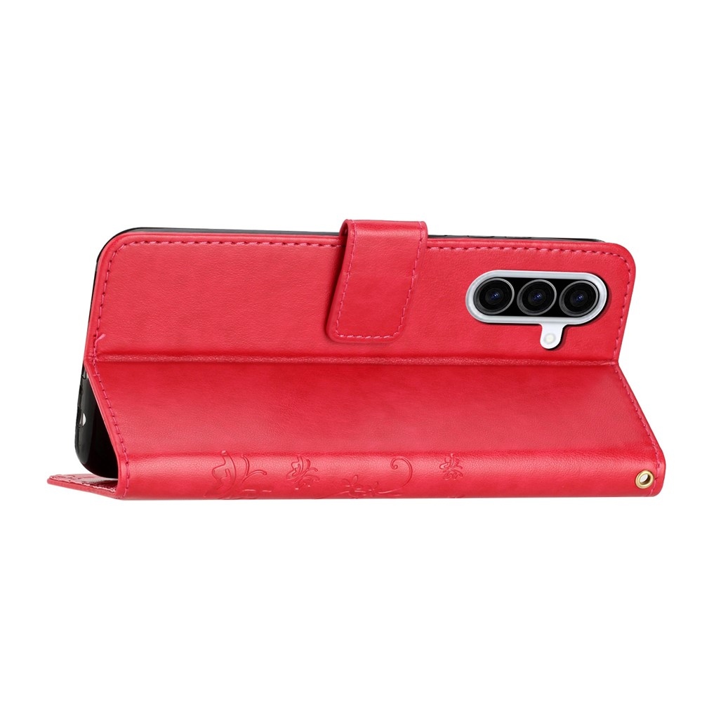 Virágok könyv tok Samsung Galaxy A57 5G - piros