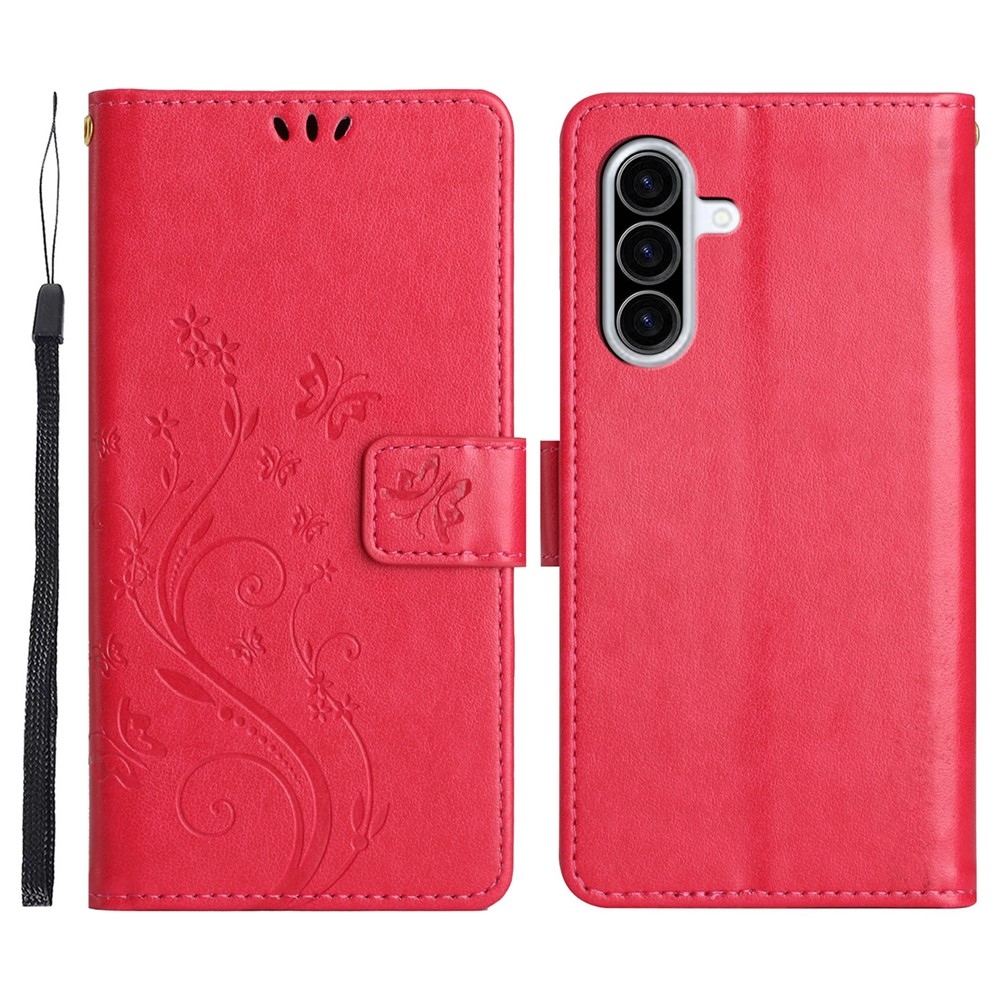 Virágok könyv tok Samsung Galaxy A57 5G - piros