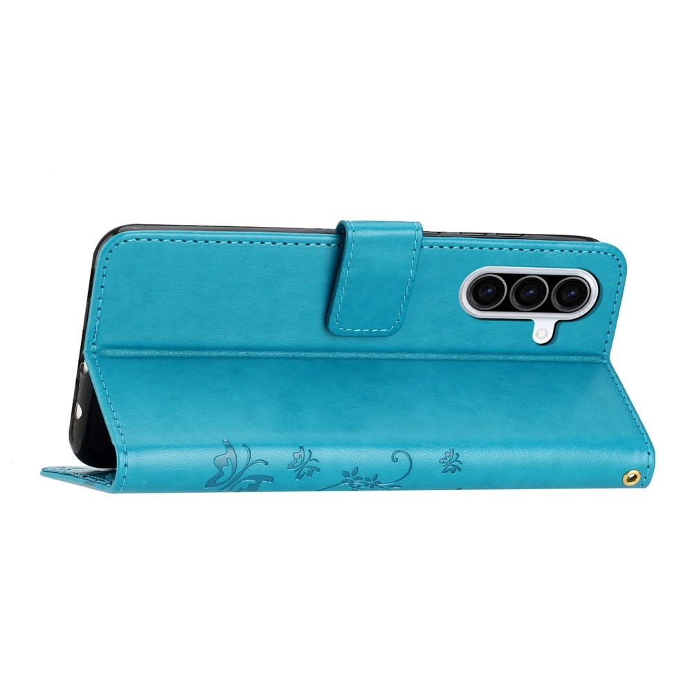 Virágok könyv tok Samsung Galaxy A57 5G - kék