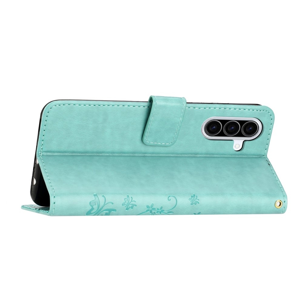 Virágok könyv tok Samsung Galaxy A57 5G-hez - teáskék