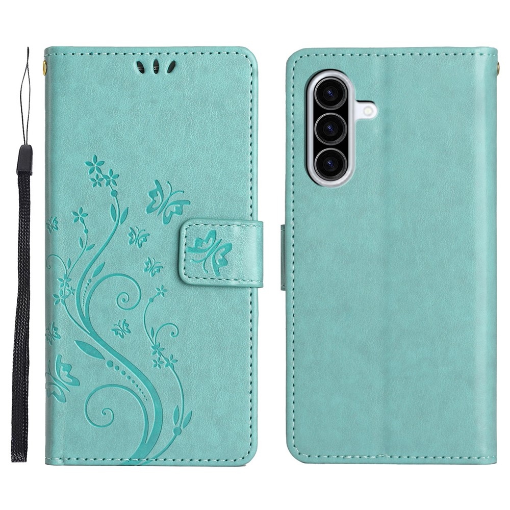 Virágok könyv tok Samsung Galaxy A57 5G-hez - teáskék