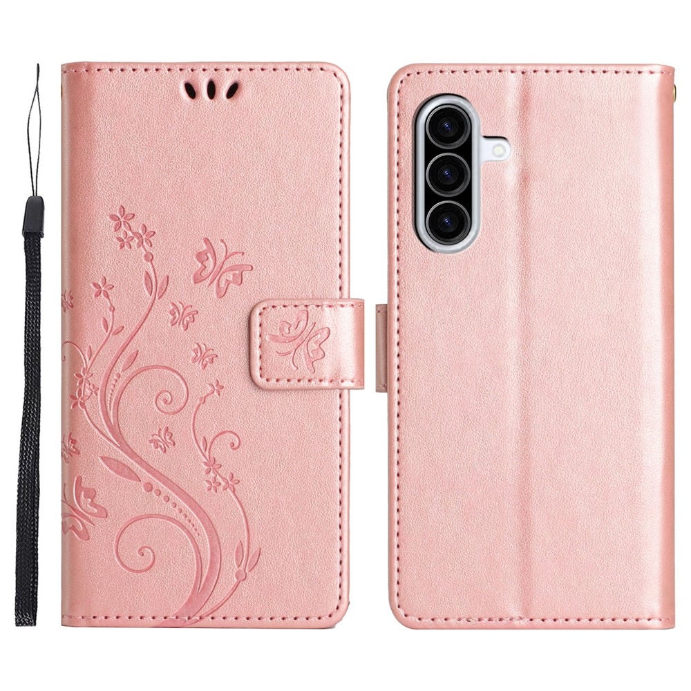 Virágok könyv tok Samsung Galaxy A57 5G - rózsa arany