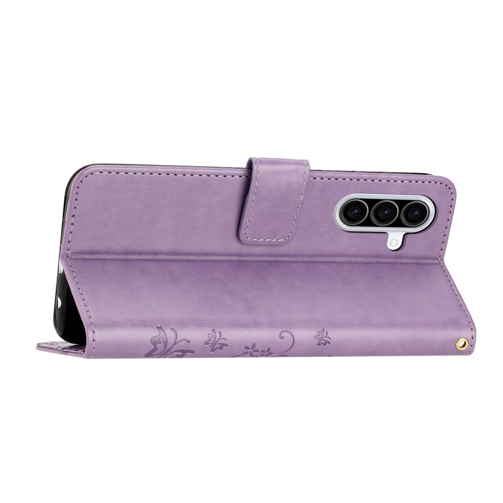 Virágok könyv tok Samsung Galaxy A57 5G-hez - világos lila