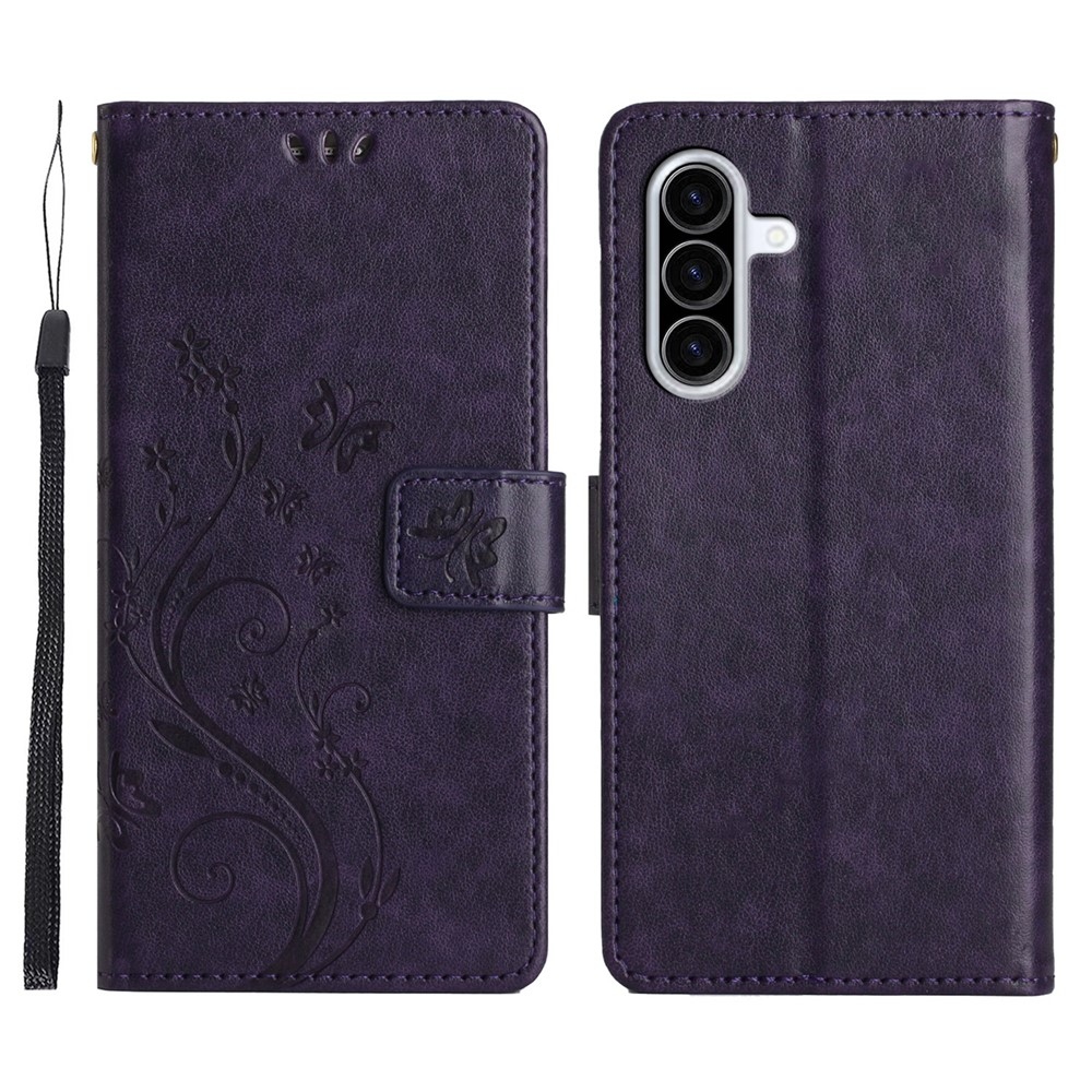 Virágok könyv tok Samsung Galaxy A57 5G - sötét lila