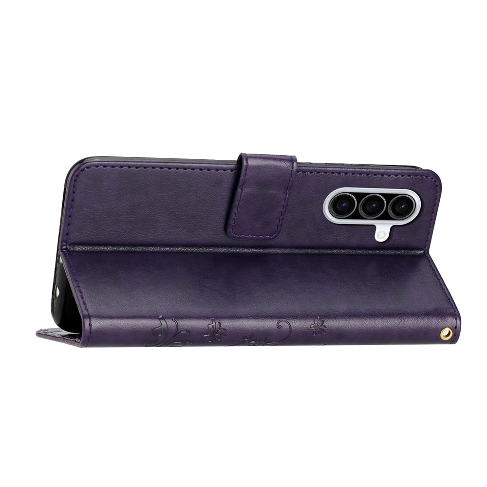 Virágok könyv tok Samsung Galaxy A57 5G - sötét lila