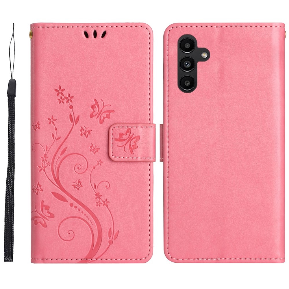 Flowers könyvformájú tok a Samsung Galaxy S26 FE-hez – rózsaszín