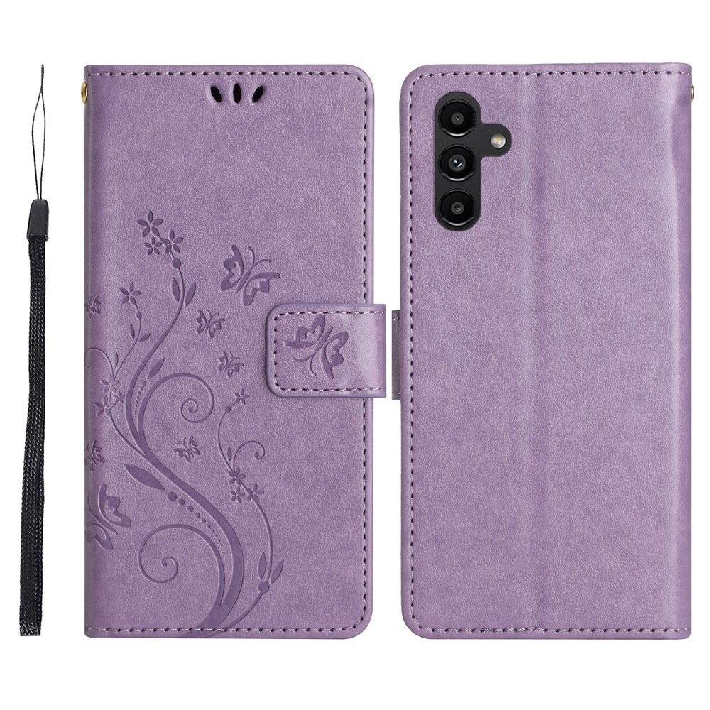 Flowers könyvformájú tok a Samsung Galaxy S26 FE-hez – világos lila