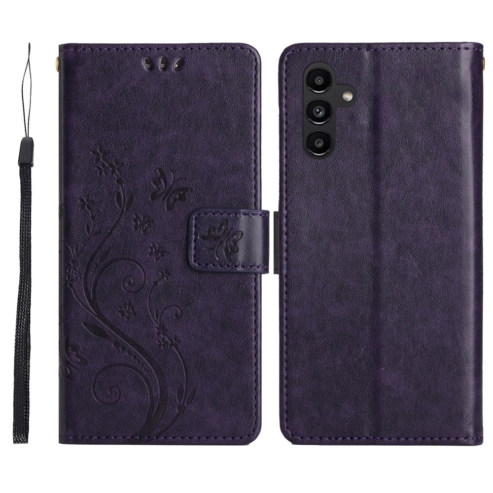 Flowers könyvformájú tok a Samsung Galaxy S26 FE-hez – sötétlila