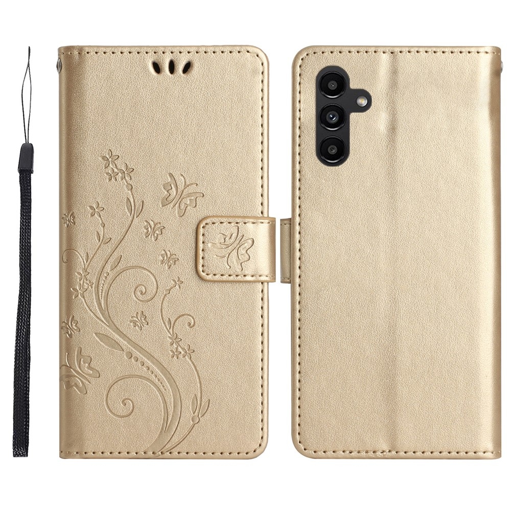 Flowers könyvformájú tok a Samsung Galaxy S26 FE-hez – arany színű