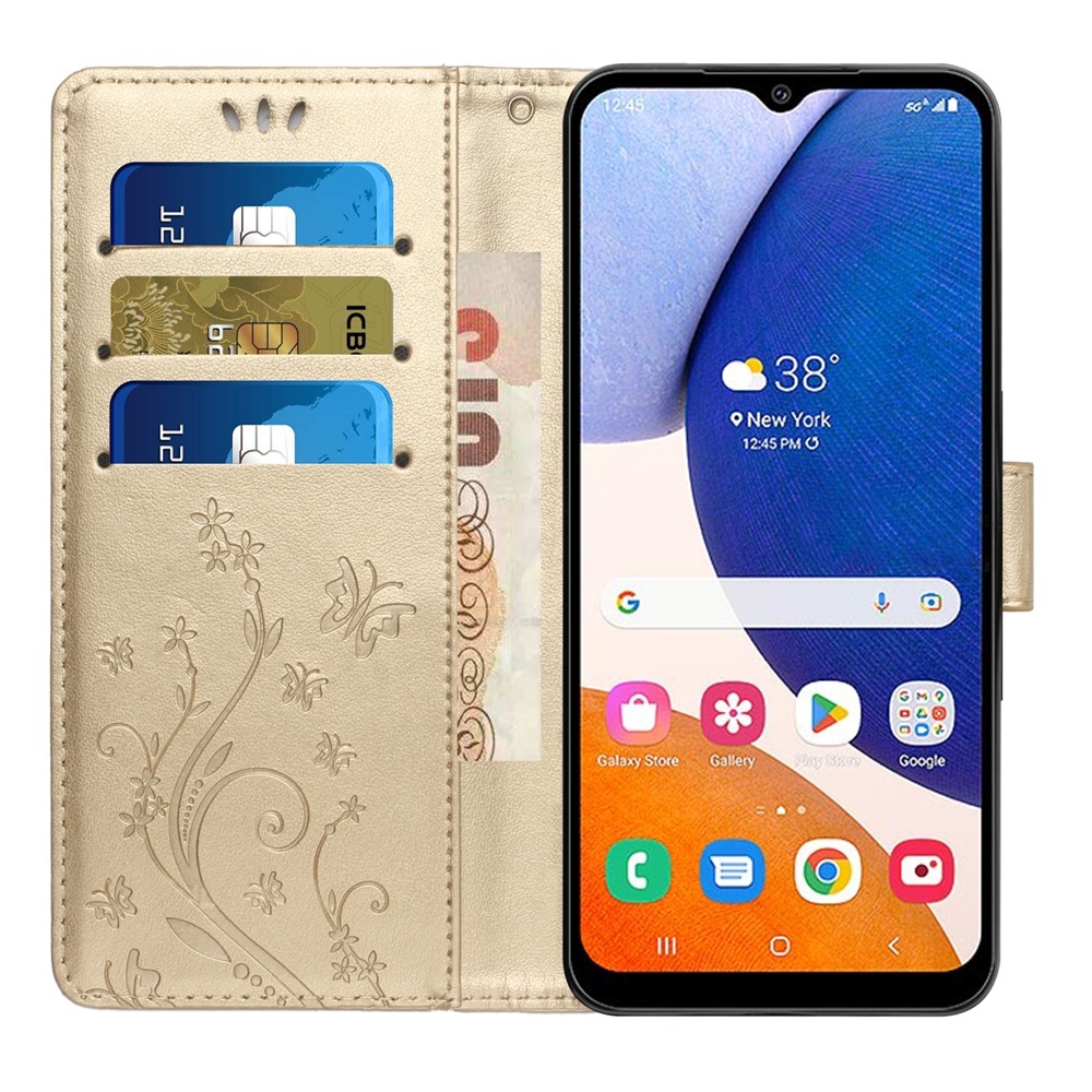 Flowers könyvformájú tok a Samsung Galaxy S26 FE-hez – arany színű