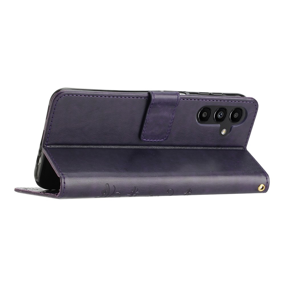 Virágok könyv tok Samsung Galaxy S26+ - sötét lila