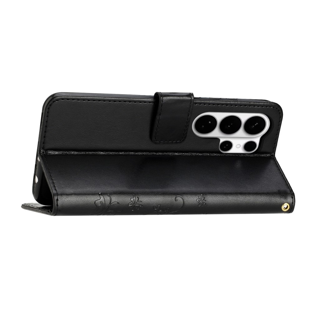 Virágok könyv tok Samsung Galaxy S26 Ultra készülékhez - fekete