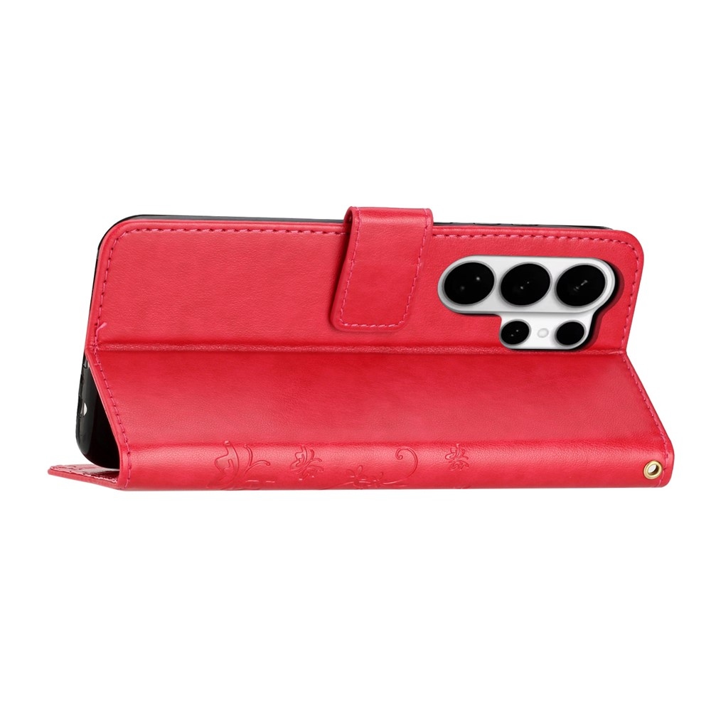 Virágok könyv tok Samsung Galaxy S26 Ultra készülékhez - piros