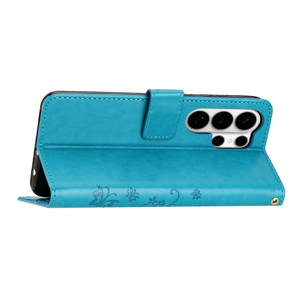 Virágok könyv tok Samsung Galaxy S26 Ultra készülékhez - kék