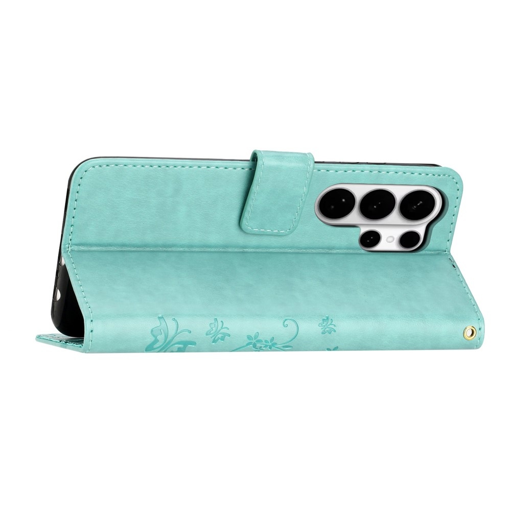 Virágok könyv tok Samsung Galaxy S26 Ultra készülékhez - teáskék