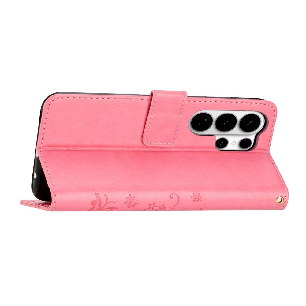 Virágok könyv tok Samsung Galaxy S26 Ultra készülékhez - rózsaszín