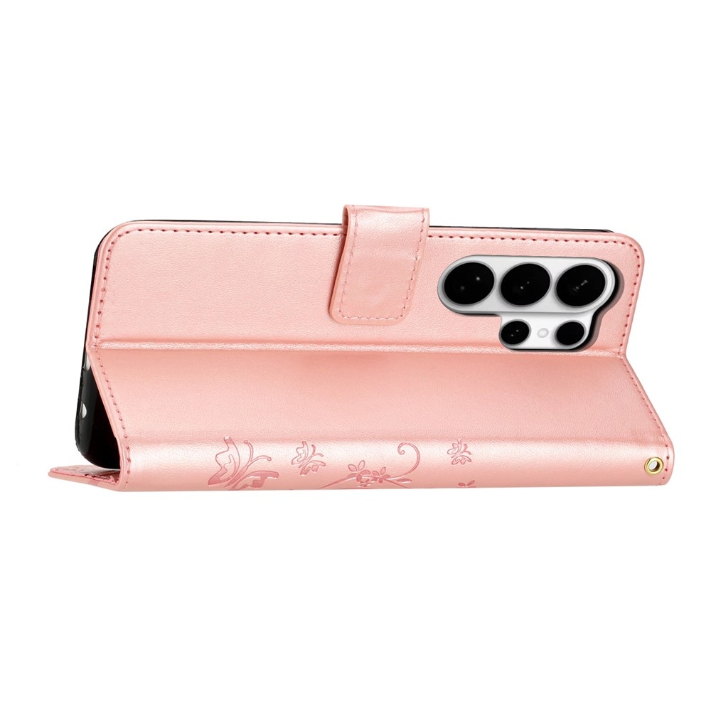 Virágok könyv tok Samsung Galaxy S26 Ultra készülékhez - rózsaarany