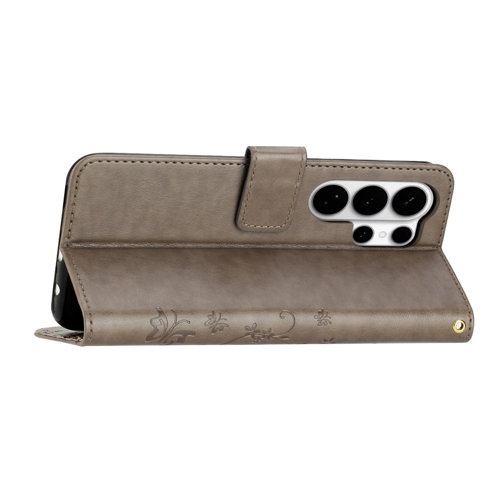 Virágok könyv tok Samsung Galaxy S26 Ultra készülékhez - szürke